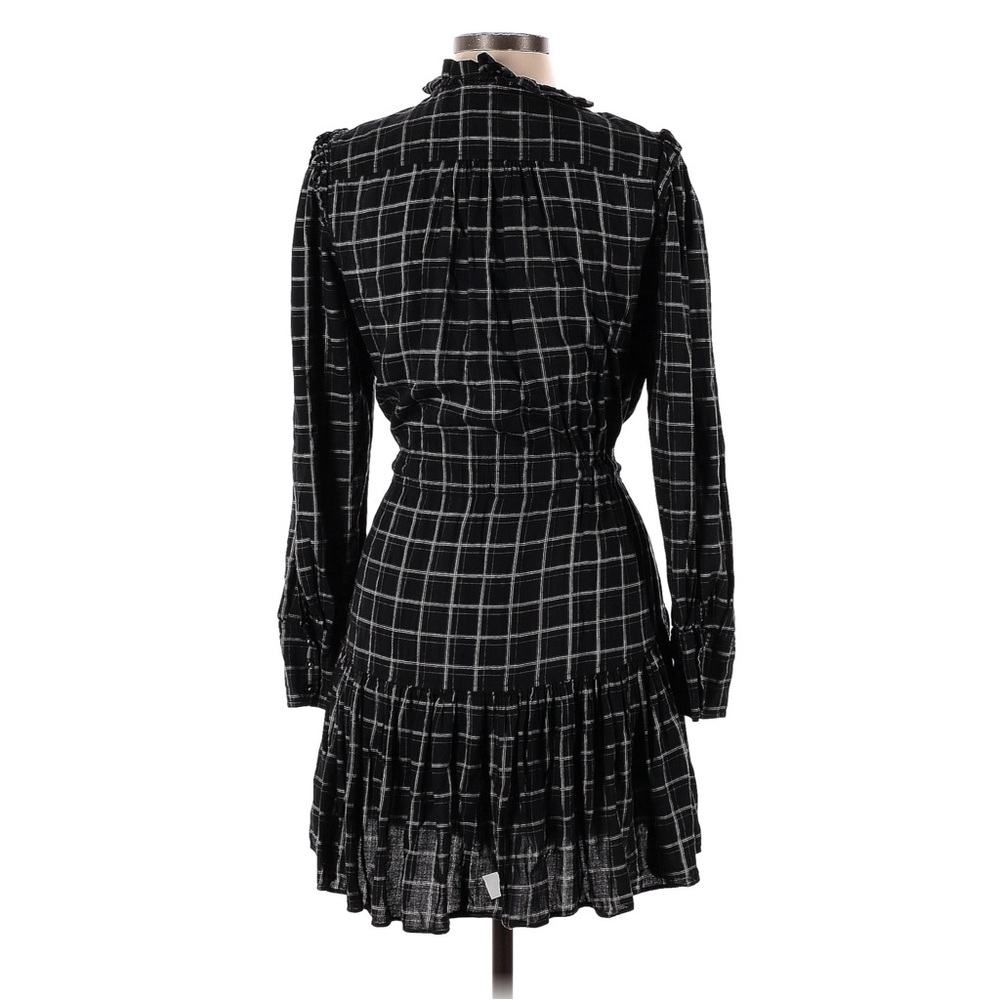 Rebecca Taylor La Vie Drapey Black Plaid Ruffle Long Sleeve Dress - Picture 8 of 16